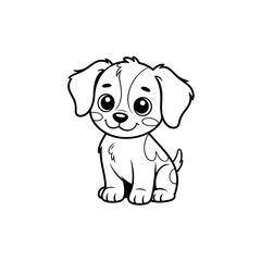 Fototapeta premium Adorable Cartoon Puppy Illustration Black and White Line Art