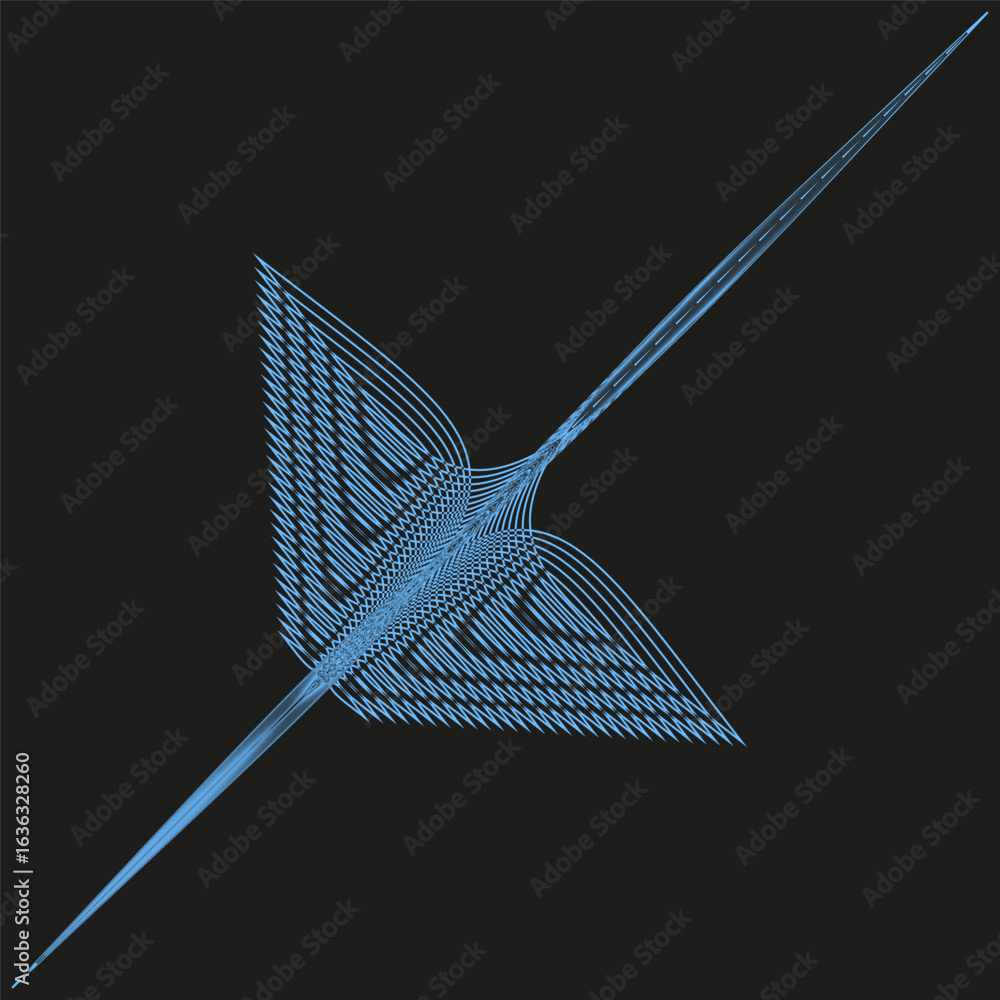 Poster abstract geometric form. vector line pattern. dynamic motion graphic. blue purple art.