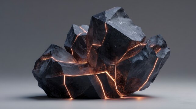 Abstract glowing fractured rock