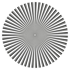 Radial geometric pattern. Concentric lines circle. Optical art design. Vector black illustration.