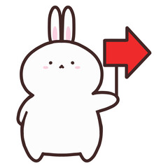 矢印を持っているウサギ