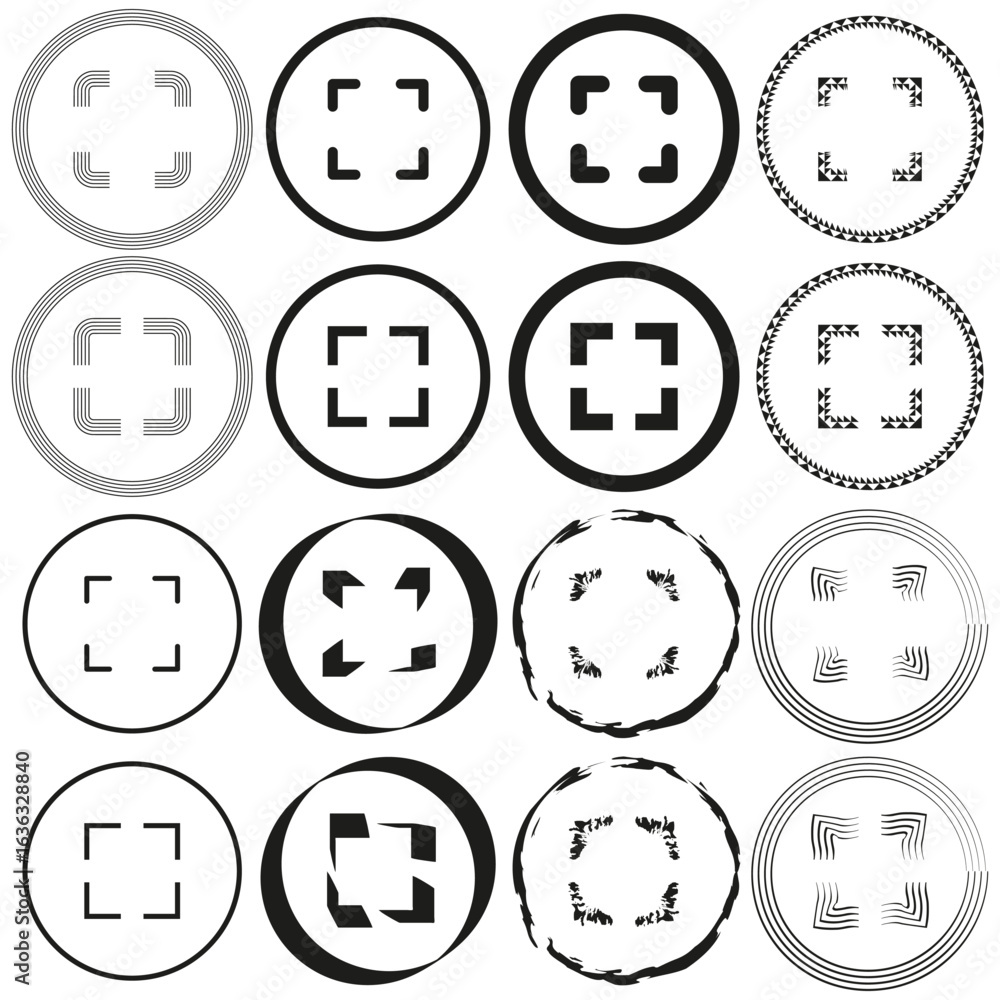 Poster Focus square icon. Camera viewfinder symbol. Target area Vector. Frame element illustration.