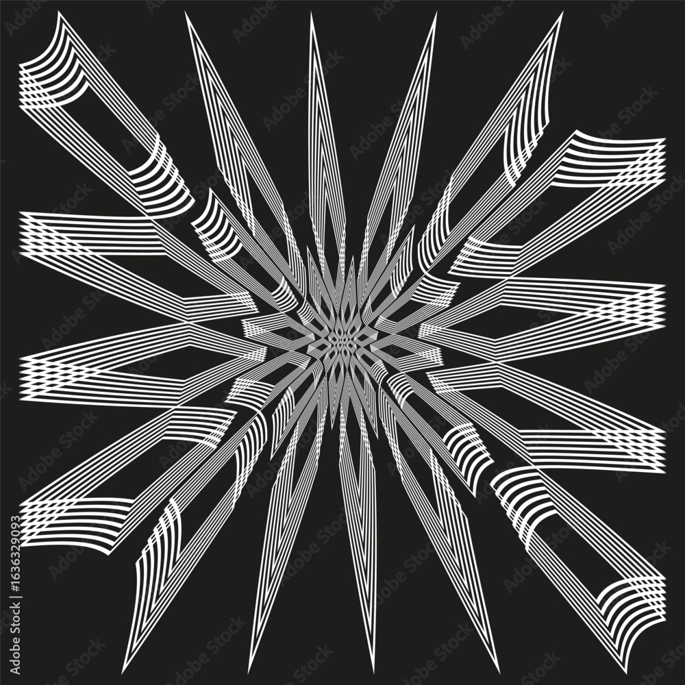 Poster abstract star explosion. dynamic motion graphic. white burst vector shape. dark background illustrat