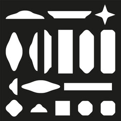 Abstract white shapes. Geometric modern elements. Minimalist graphic design. Vector dark background.