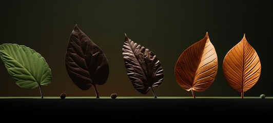 british rewilding 5 chocolate leaves, made from paper cut and layered, ai generative