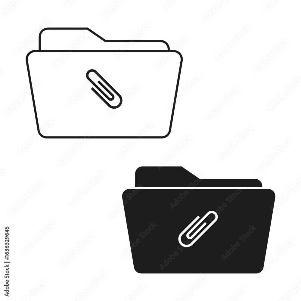 Poster folder file icon. document paperclip symbol. office storage vector. business data illustration.