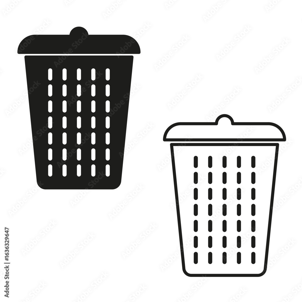 Poster trash can icon. vector waste symbol. garbage bin container. delete recycle emblem.