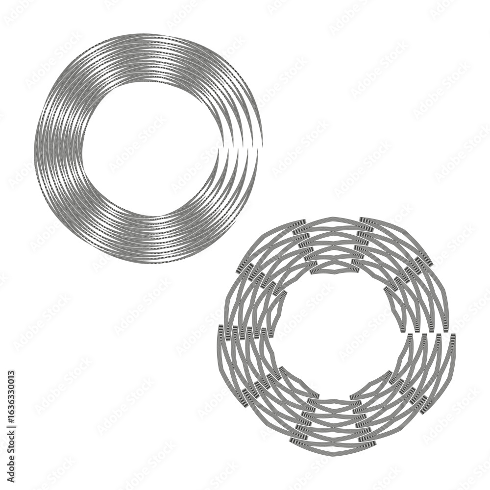 Aufkleber abstract circle rings. concentric line pattern. optical geometric design. vector illustration set.