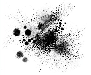 Abstract black ink splatter on white background