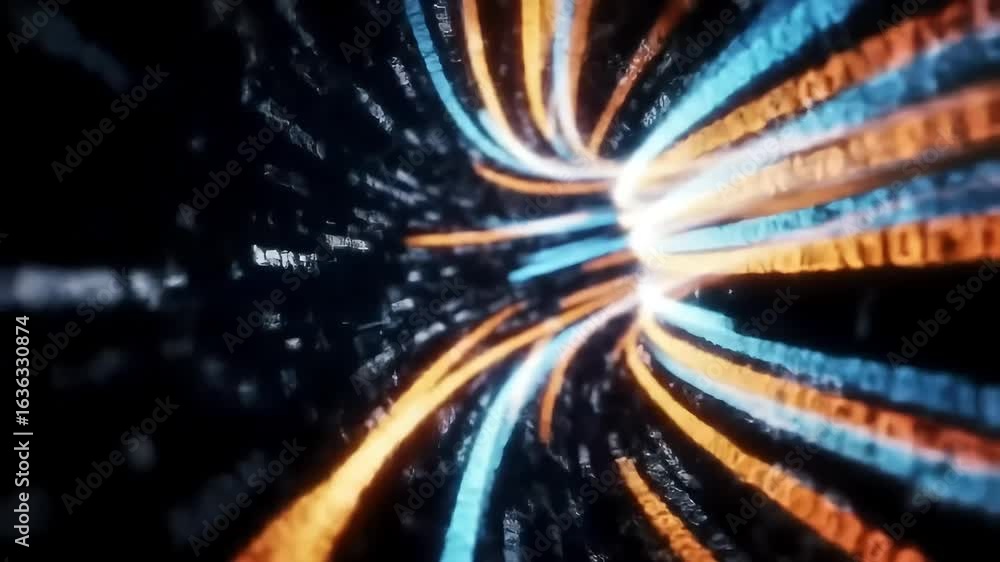 Poster data tunnel abstract digital motion graphics animation
