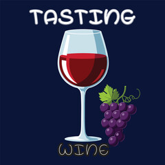 Wine abstract minimal flat design. Glass of red and white sparkling wine, champagne. Wine bottles. Restaurant menu, invitation for an event, festival, party.