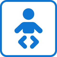 Washroom signs. Restroom toilet sign printable public sign symbol set simple blue minimalist design. WC. Female or male restroom. WC door plate symbol. Printable sticker