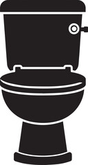 Modern Toilet Silhouette Vector | Black Bathroom Fixture Illustration Vector Format