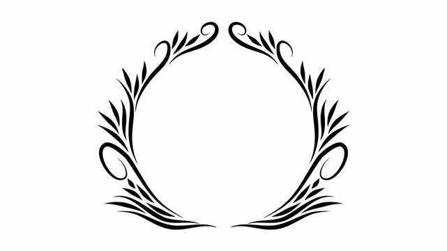 Growing floral oval border animation. Video clip with alpha channel.