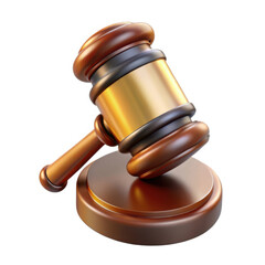 3d gavel and sounding block isolated on transparent background