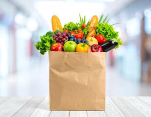 Grocery bag full of fresh produce