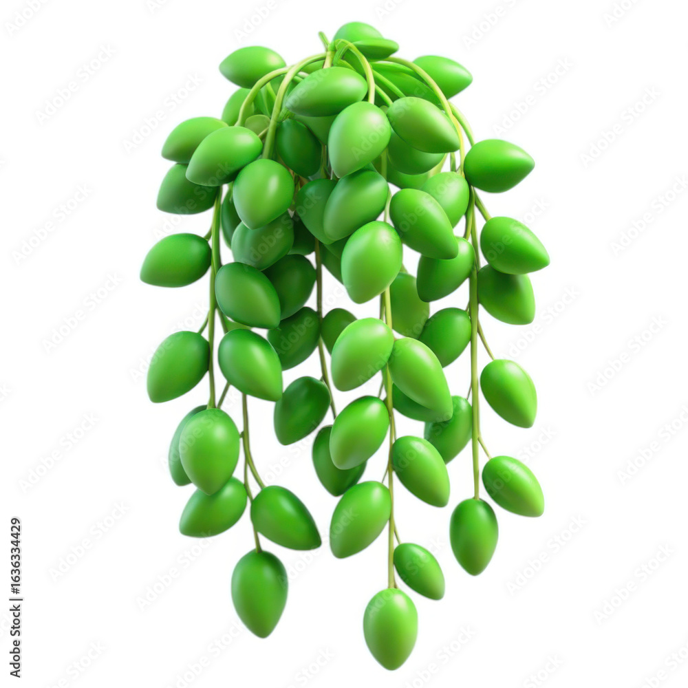 Poster 3d green olive branch with realistic texture isolated on transparent background
