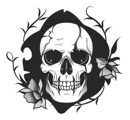 Obraz premium PNG Skull illustrated stencil drawing.