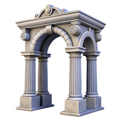 Obraz premium 3d ornate stone archway with classical columns isolated on transparent background