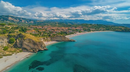 Fototapeta premium Stunning coastal town nestled in Italian mountains.
