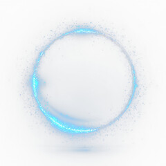 Png illuminated neon round frame border bright glowing ring magic spark futuristic laser LED blue...