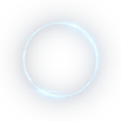 Png bright glowing neon circle ring magic spark futuristic laser LED disco illuminated blue...