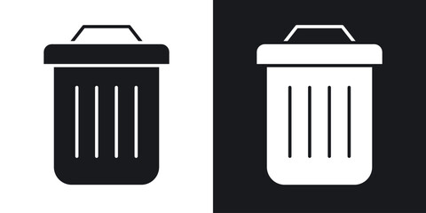 Trash icon flat, silhouette, vector illustrations. flat glyph designs