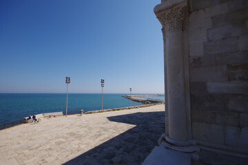 Trani - Puglia - The seafront the promenade seen from the cathedral portal