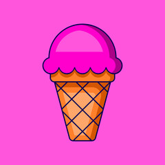 Ice Cream Vector Icon Illustration On Isolated Background