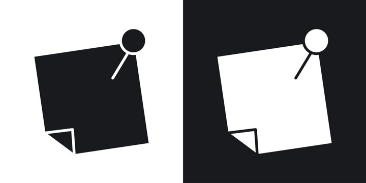 Sticky note icon flat, silhouette, vector illustrations. flat glyph designs