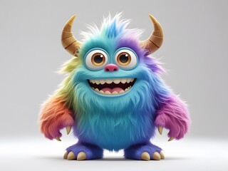 Fototapeta premium Colorful and Playful Cartoon Monster Character with Big Eyes