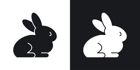 Rabbit icon flat, silhouette, vector illustrations. flat glyph designs