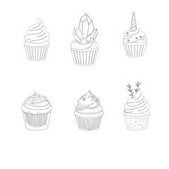 seamless pattern with cupcakes. Cupcake seamless pattern. Set Of cupcake. Cute Cupcakes Seamless Pattern. Vector illustration of cupcakes. Set of cakes.