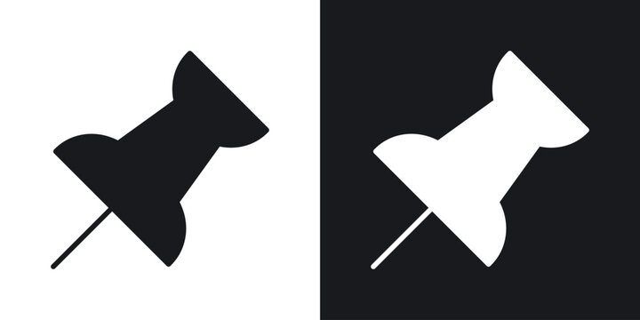Push pin icon flat, silhouette, vector illustrations. flat glyph designs