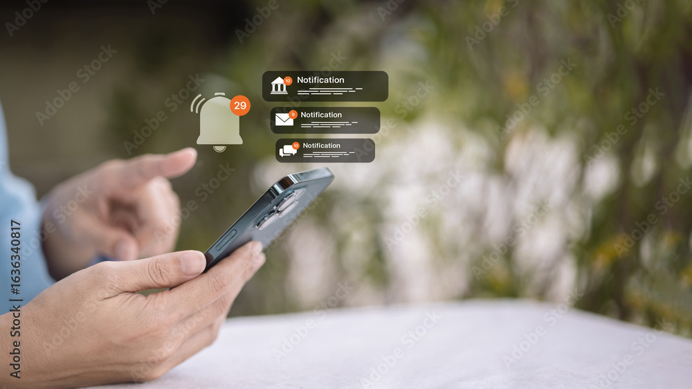 Poster mobile multi-channel notification alert with app icons