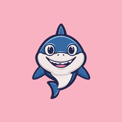 Cute Cartoon Illustration of a Hammerhead Shark Vector Icon Design for Creative Projects and Artwork