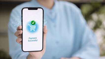 Mobile Payment Successful Confirmation on Smartphone Screen