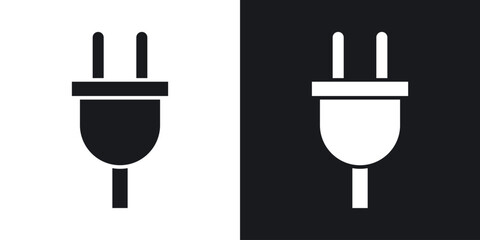 Plug adapter icon flat, silhouette, vector illustrations. flat glyph designs