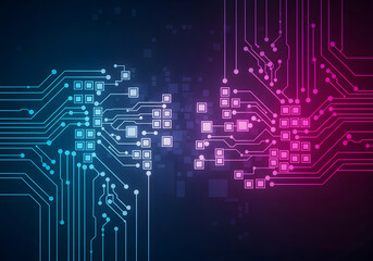 Blue and Pink Circuit Board Digital Background technology