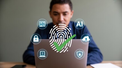 Biometric Security and AI Verification, emphasizing digital authentication and modern data protection