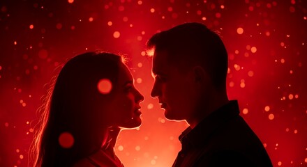 恋人たちのシルエット 煌めく光の粒子