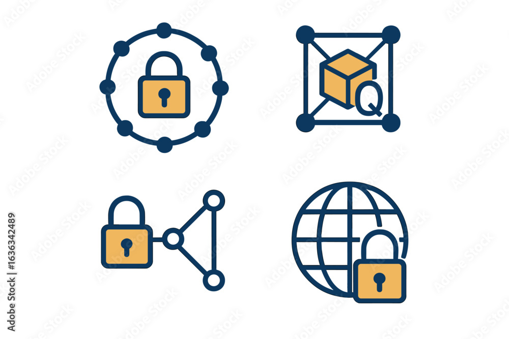 Aufkleber various lock icons representing security measures and data protection concepts in digital technology