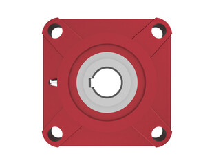 UCF Pillow Block Bearing - Premium 3D Render of a Red Industrial Mechanical Part, Ideal for Heavy Machinery and Power Train Systems, Available as a HD Isolated Object on PNG Transparent Background.