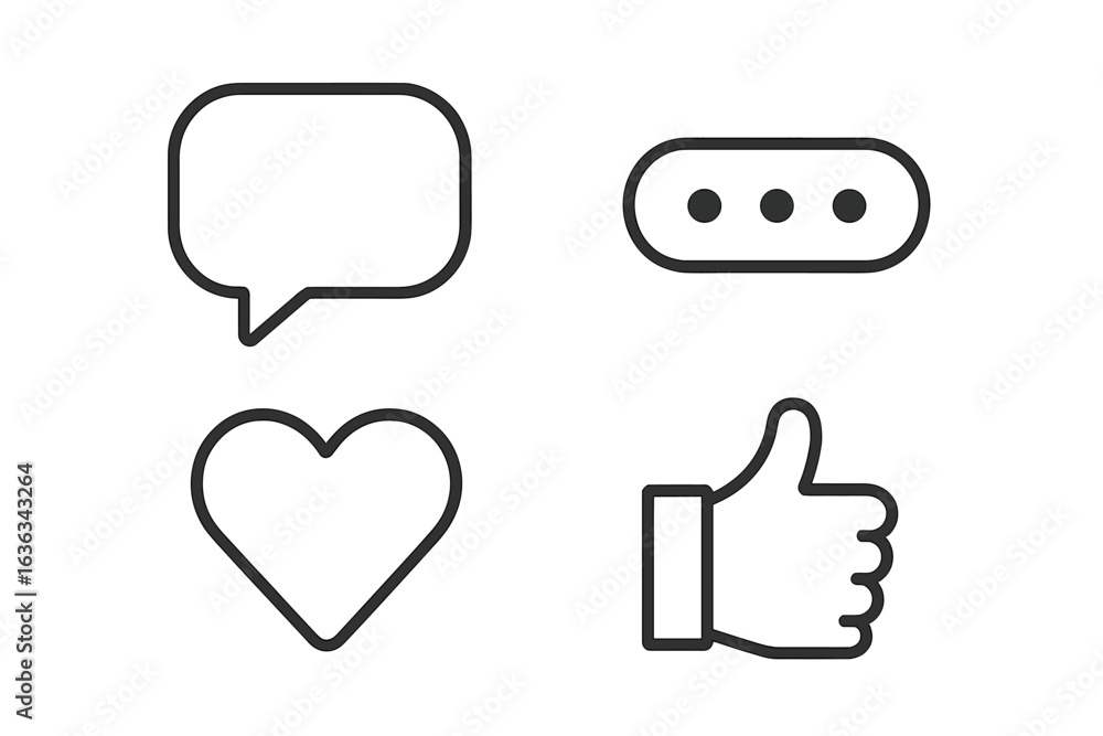 Poster engaging symbols of communication and approval displayed in a minimalist design on a neutral backgro