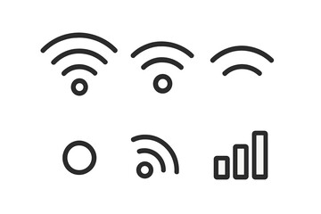 Icons representing various levels of WiFi signal strength suitable for technology applications and digital communication