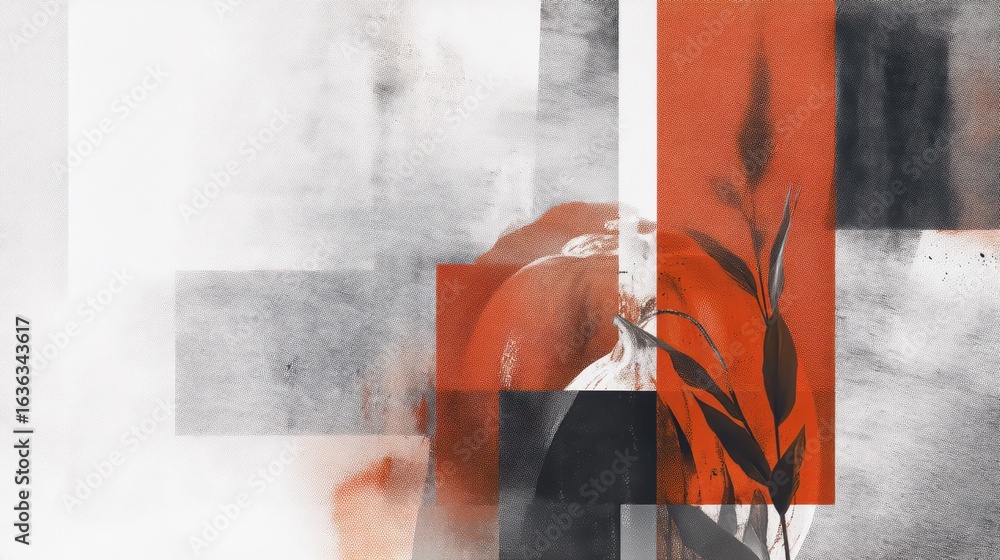 Poster abstract artistic composition with shapes and subtle textures
