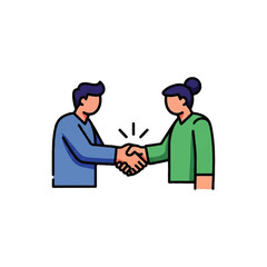 Fototapeta premium Business Handshake Icon. Two People Shaking Hands Symbolizing Agreement, Partnership, or Successful Deal.