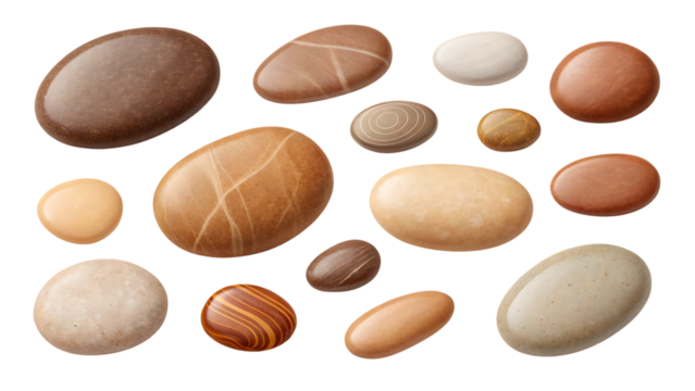 Smooth oval stones in earthy tones pebbles