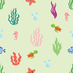 Cute Underwater Seamless Pattern
