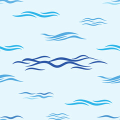 Seamless Ocean Wave Pattern with Blue Marine Flow Design